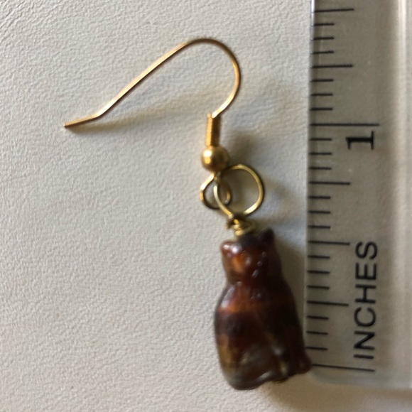 Cat earrings brown sitting kitty - Picture 6 of 8